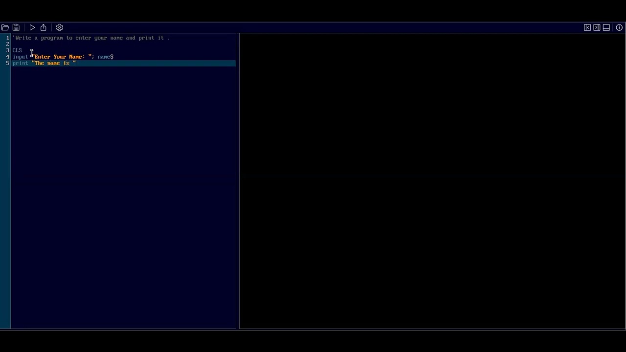 Write a program to enter your name and print it | Basic #qbasic #programming #techhowto #language