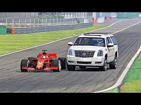 Ferrari F1 2018 vs Cadillac Escalade Monster - Monza