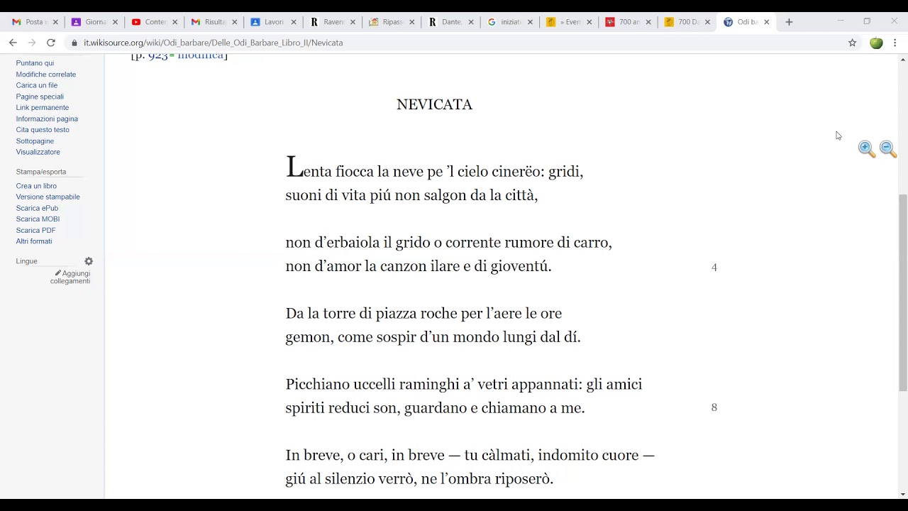 Giosuè Carducci, "Nevicata"