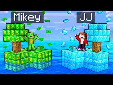 Mikey MONEY vs JJ DIAMOND Sea Block Survival Battle in Minecraft (Maizen)