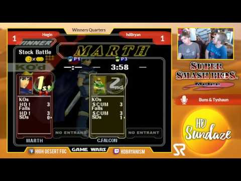 HDS&GW - Hegin (Fox/Marth/Sheik) vs. hdBryan (Fox/Falcon) - SSBM Winners Quarters - Smash Melee