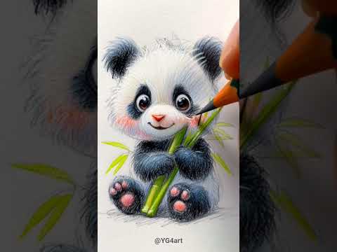 Panda Drawing With Posters Colour