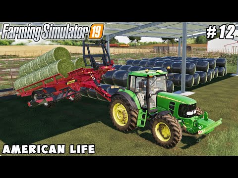 Stacking 146 silage bales, hay making | American life farming | Farming simulator 19 | Timelapse #11