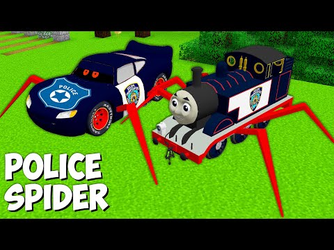 This is REAL SPIDER POLICE McQUEEN EXE and THOMAS TRAIN POLICE in Minecraft - Gameplay Video