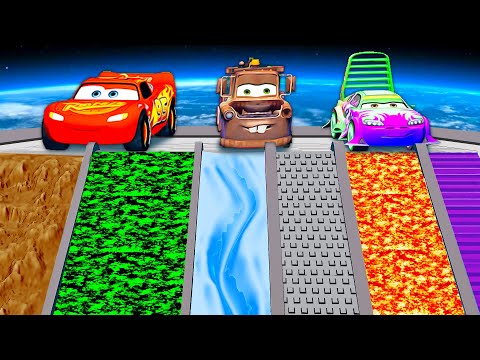 EXTREME SLIDES OF DEATH 2 VS Lightning McQueen & Pixar Cars! In Beam.NG Drive Battle!
