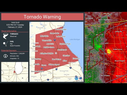 27th February 2024 - EF1 Tornado - Inverness, Palatine, Buffalo Grove, Illinois - NOAA Weather Radio
