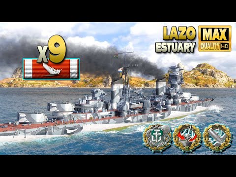 Cruiser Lazo: "Almost 10" on map Estuary - World of Warships
