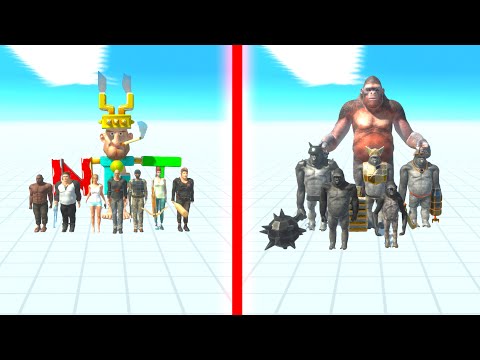 MODERN HUMANS Team vs MUTANT PRIMATES Team - Animal Revolt Battle Simulator ARBS