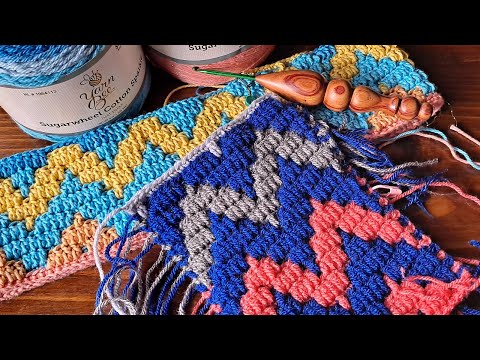 Vintage Ripple Mosaic Crochet Tutorial Work Flat or In The Round - MULTIPLE 12 + 4 Overlay Mosaic