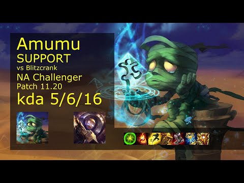 Amumu Support vs Blitzcrank - NA Challenger 5/6/16 Patch 11.20 Gameplay