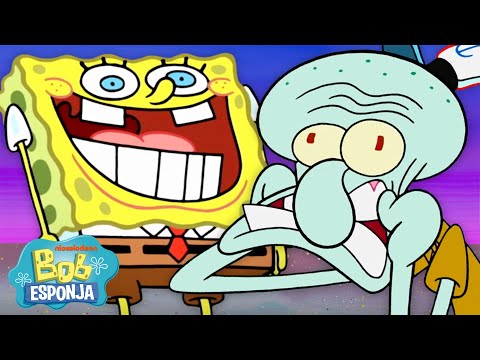 Bob Esponja | Lula Molusco Desejando que Bob Esponja FICASSE QUIETO por 60 Minutos | Português