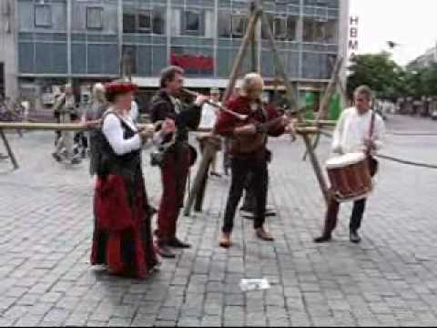 Medieval music band performing live in Nymegen