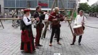 Medieval music band performing live in Nymegen