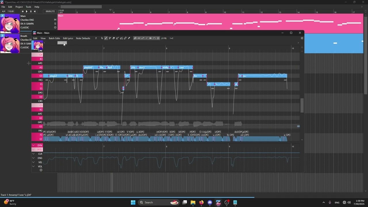 Custom OpenUTAU X-Sampa Phonemizer Dictionary Demonstration [CC]