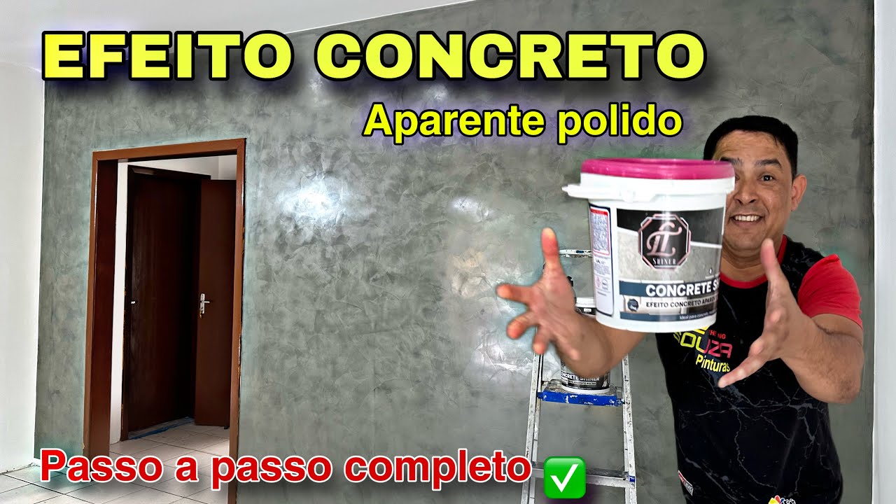 COMO FAZER EFEITO CIMENTO QUEIMADO COM BRILHO: concreto aparente polido #marmorato #decor #dinheiro