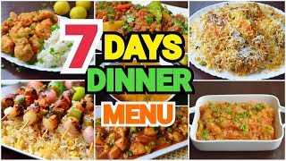 WEEKLY MENU FOR DINNER || 7 Days Dinner Menu by (YES I CAN COOK) #WeeklyMenu #DinnerMenu #Desi