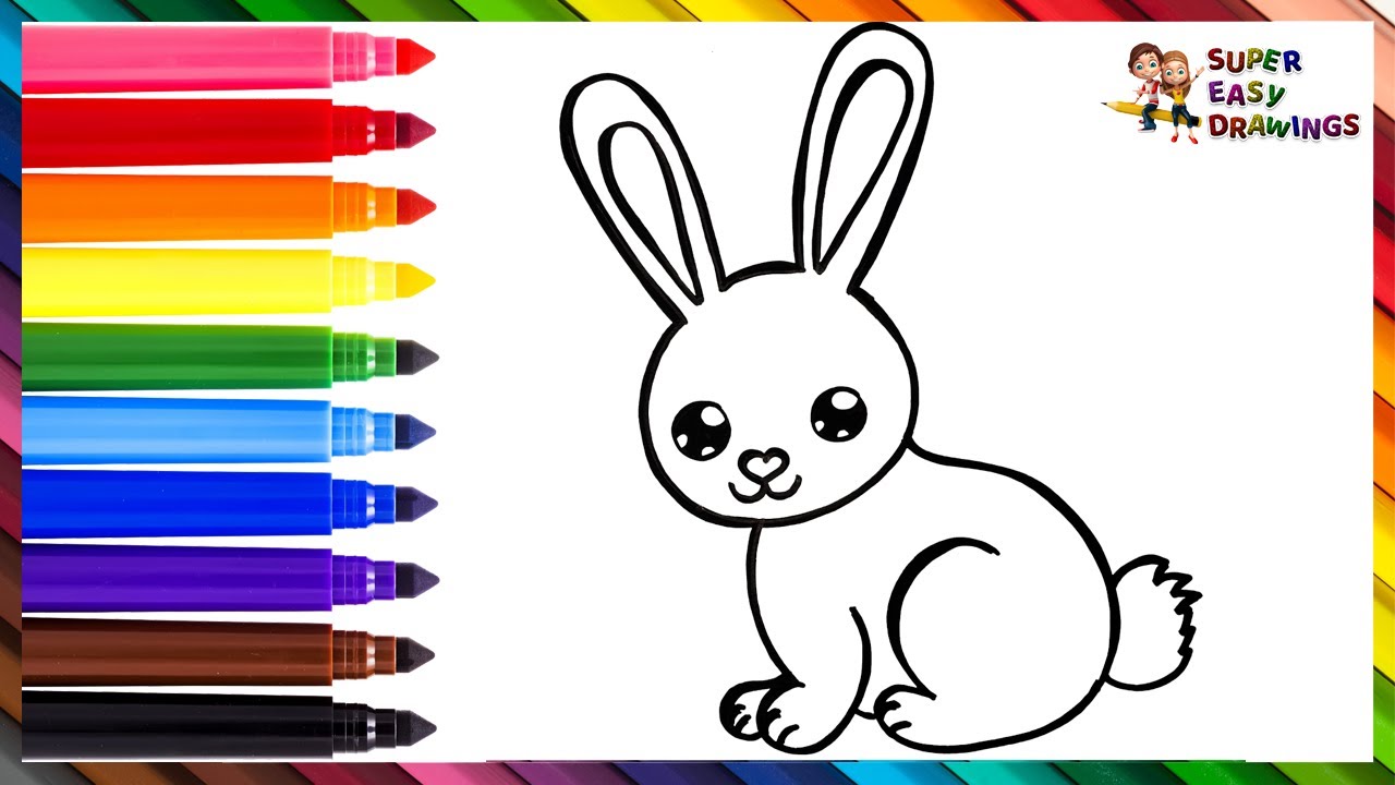 How To Draw A Rabbit 🐰 Drawing And Coloring A Cute Rainbow Rabbit 🐇🌈 Drawings For Kids