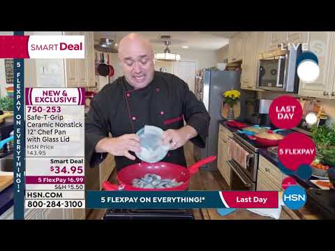 SafeTGrip Ceramic Nonstick 12" Chef Pan with Tempered Gl...