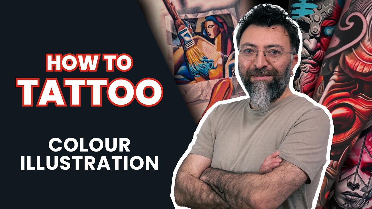 How To Design and Tattoo Colour Illustration with Volkan Tattooz | Tutorial