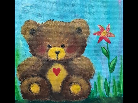 Teddy bear in acrylics #artsysecondsunday