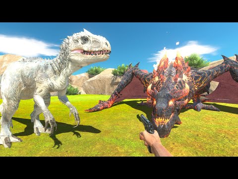 Hunting Lava Dragon and Indominus rex Around Ancient Stone Road - Animal Revolt Battle Simulator