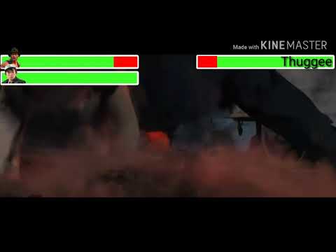 Indiana Jones & Short Round vs. Thuggee & Maharajah with healthbars