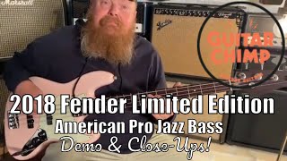 Video thumbnail for 2018 Fender Limited Edition American Pro Jazz J Bass Shell Pink ~All Rosewood Neck~ by Guitar Chimp