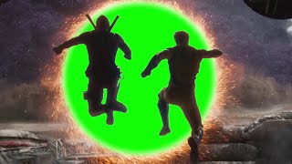 Deadpool & Wolverine jump through a portal green screen