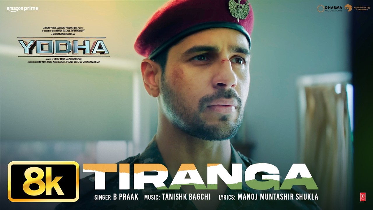 TIRANGA 8K Full Video | Sidharth Malhotra | YODHA | 80th Independance Day |Tanishk B,B Praak,Manoj M
