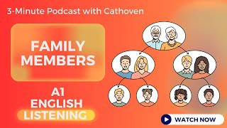 A1 - Family Members | 3-Minute Podcast with Cathoven | Beginner English Listening Practice