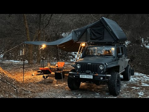 Car Camping in the Secret Mountain  🏔️/ Jeep Wrangler, iKamper Skycamp / ASMR/ No Music