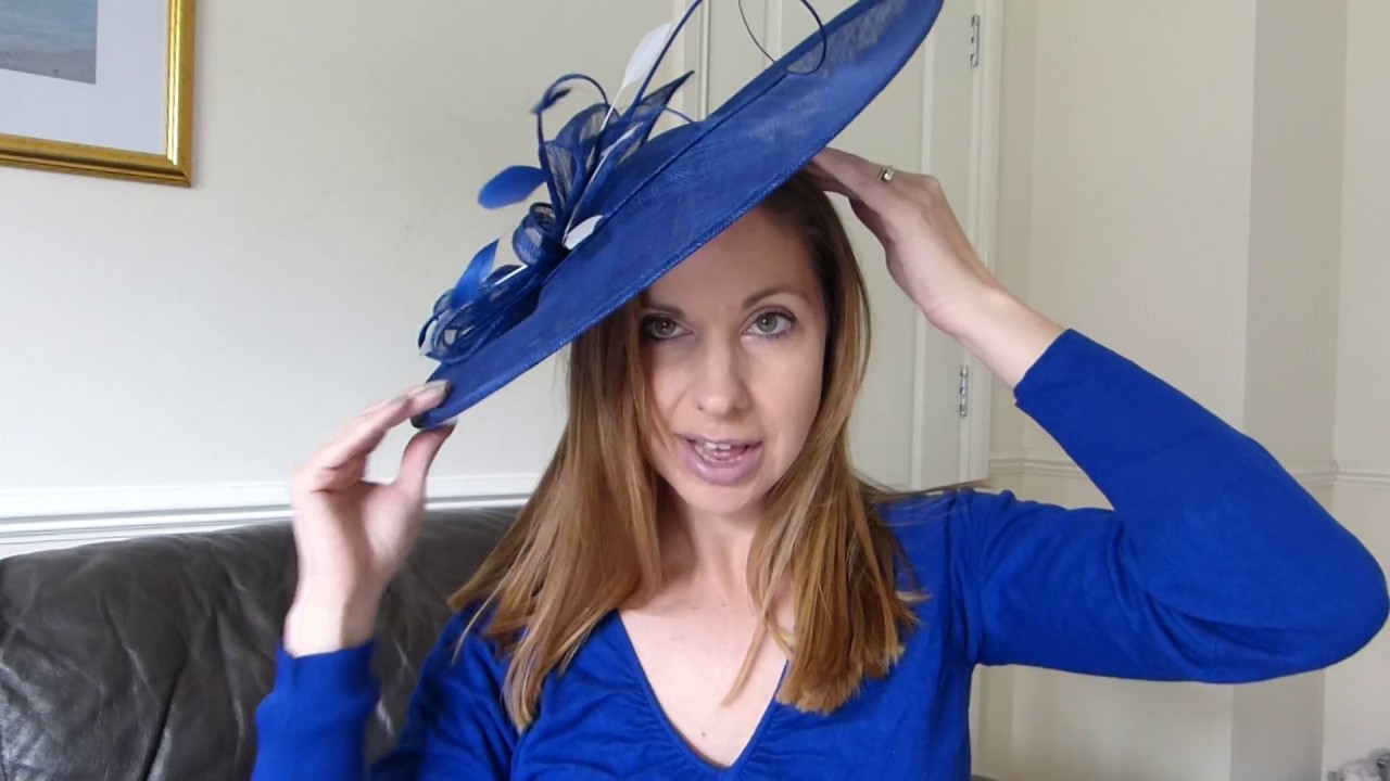 Watch video Millinery - How to wear a fascinator hat on a hairband, Cobalt blue saucer formal hat- Part 2 Now Millinery - How to wear a fascinator hat on a hairband, Cobalt blue saucer formal hat- Part 2