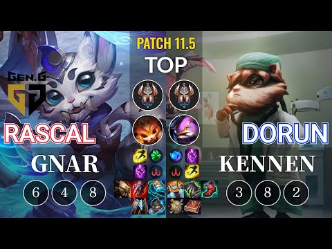 GEN Rascal Gnar vs DoRun Kennen Top - KR Patch 11.5