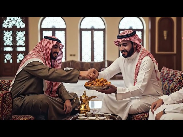 تقديم تمر سكري مفتل فاخر في مجلس سعودي - أجواء ضيافة راقية.