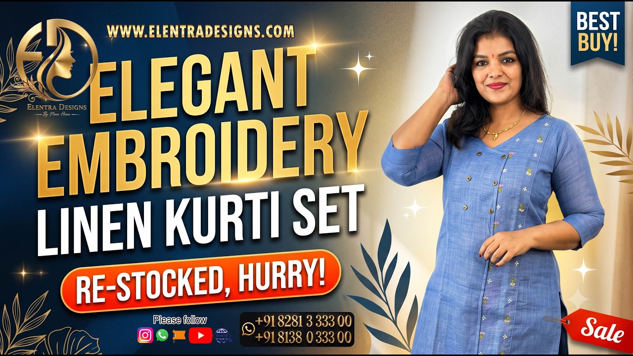 Embroidered Linen Kurti Set for Women | Elegant Occasion Wear | Elentra Designs #kurtiset #trending