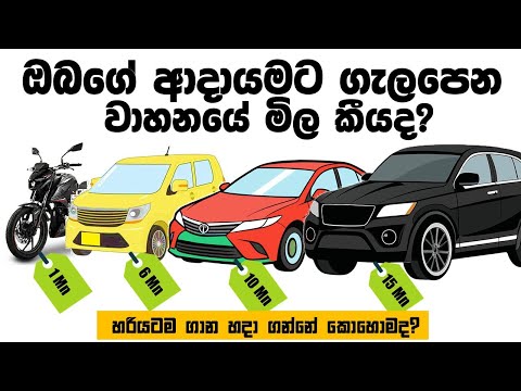 ඔබගේ අදායමට අනුව අරගෙන හිරවෙන්නේ නැතුව නඩත්තු කරන්න පුළුවන් වාහනයේ වටිනාකම කීයද?
