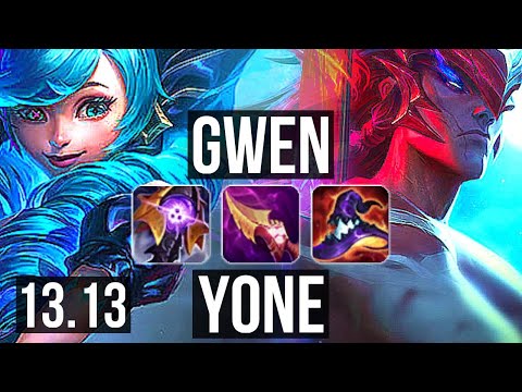 GWEN vs YONE (TOP) | 6 solo kills, 300+ games | KR Master | 13.13