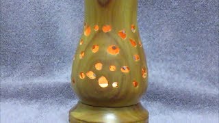 #38 Woodturning a Camphor Tealight with a Pierced Shade