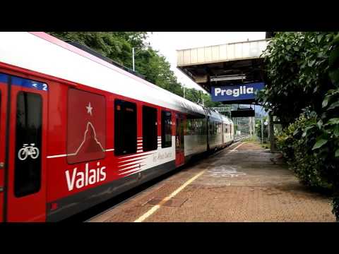 ARRIVO E PARTENZA DEL REGIONALE SVIZZERO A PREGLIA. (VB) 25 - 6 - 2016