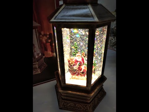 Музыкальный фонарь со снегом и usb кабелем «Дед Мороз в санях с подарками»