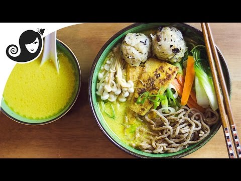 Coconut Curry Ramen Noodle Soup with Crispy Tofu |...