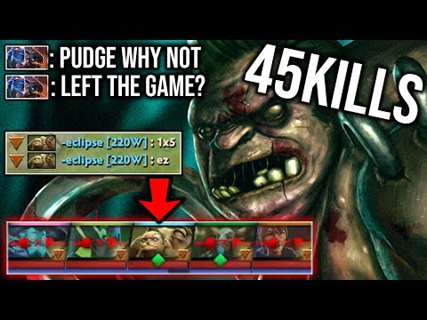 OMG FOUND NEW MONSTER IN 7.30!! 45KILLS PUDGE 1V5 - [ALL TEAM LEFT THE GAME]