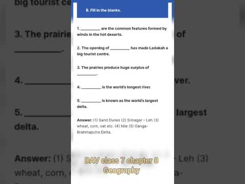 fill in the blanks ! social science! chapter 8 ! #geography #davpublicschool #book