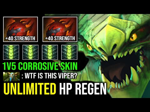 UNLIMITED HP REGEN 1v5 Corrosive Skin Final Raid Boss Double Heart Unkillable Viper Dota 2