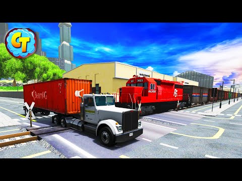 Train Accidents Derailments ✅ Long Trains Cross Roads ✅ Stupid Drivers Edition BeamNG DRIVE