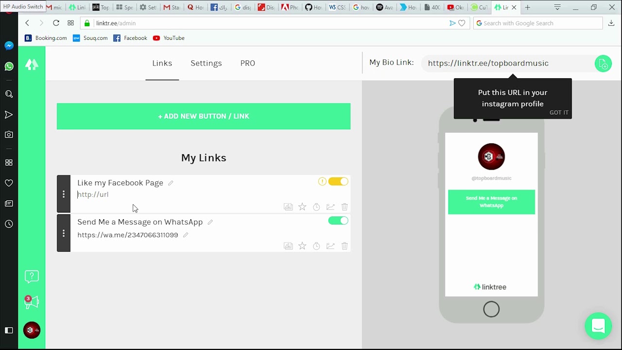 How to use LinkTree and WhatsApp Click to Chat button on instagram.