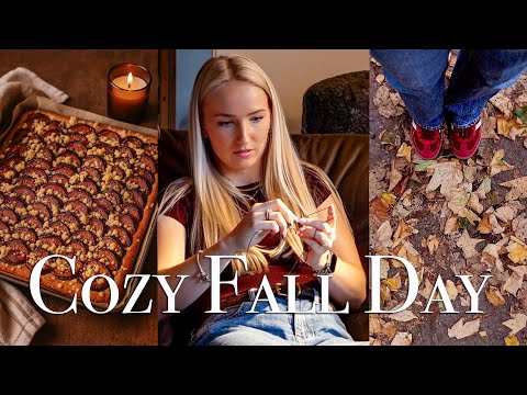 Cozy Fall Day in my Life VLOG - Learn to knit, bake plum cake, decorate and much more!