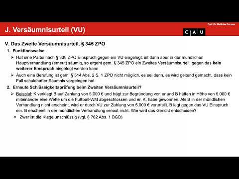 Zivilprozessrecht – Folge 12 (Versäumnisurteil; Prozessaufrechnung)