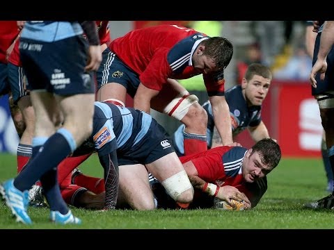 Dave Kilcoyne bursts over for Try  - Munster v Cardiff Blues 8th February 2014