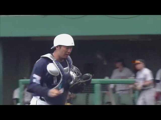 【ファーム】ライオンズ・柘植世那が走者の動きを見逃さずストライク送球で盗塁を阻止!!  2024年7月7日 埼玉西武ライオンズ 対 読売ジャイアンツ